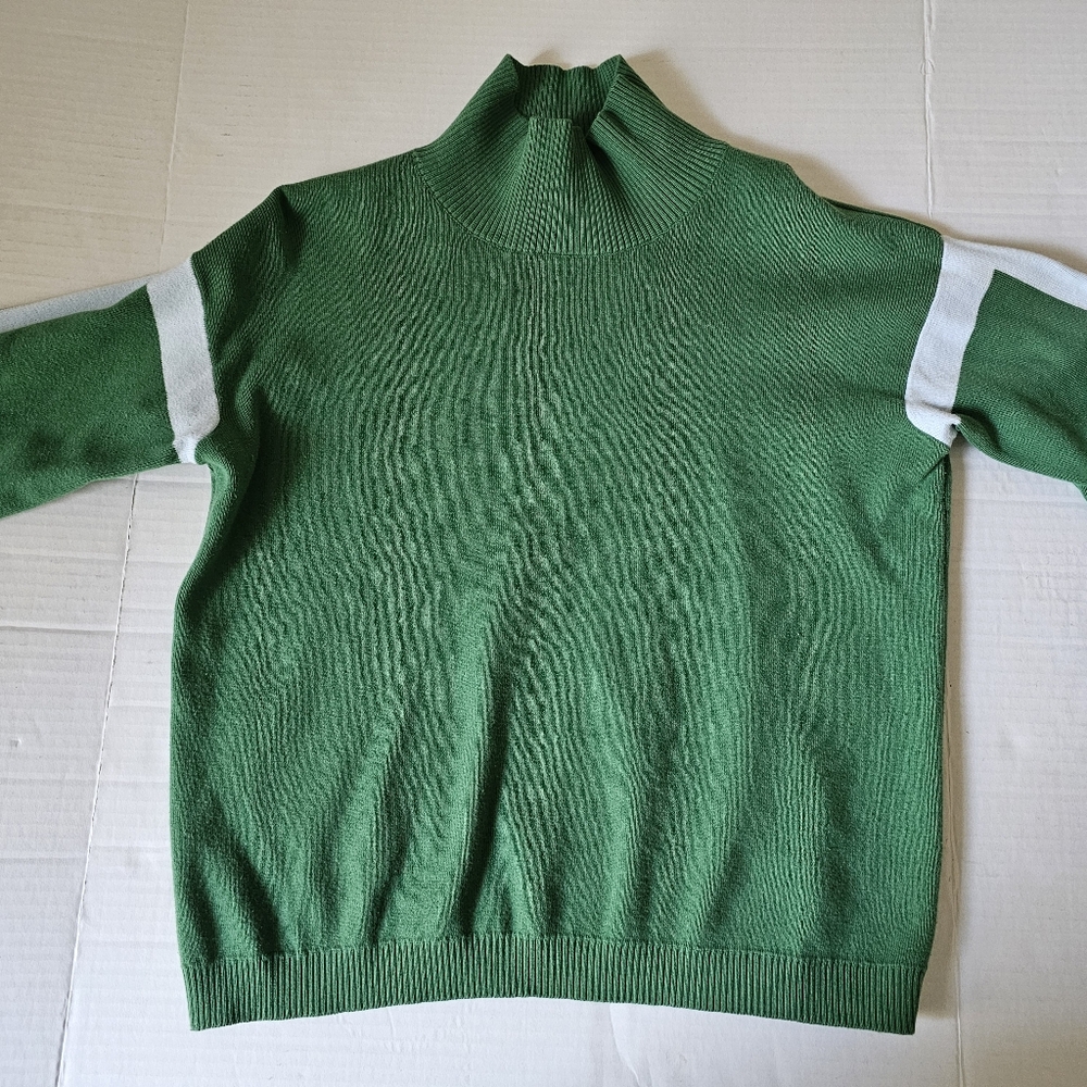 La Ligne X Target Mock Turtleneck Sweater Size M Green Stripe Sleeve - Picture 5 of 12